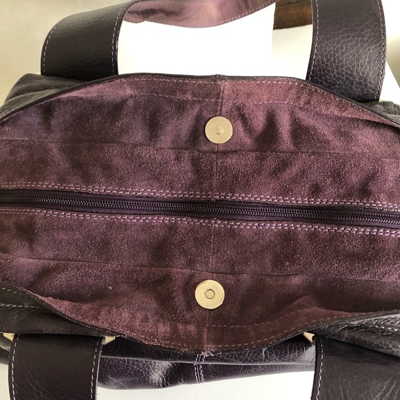 Grape Nicoli Italian leather and suede handbag LARGE with silver accents NEW! - Picture 2 of 5